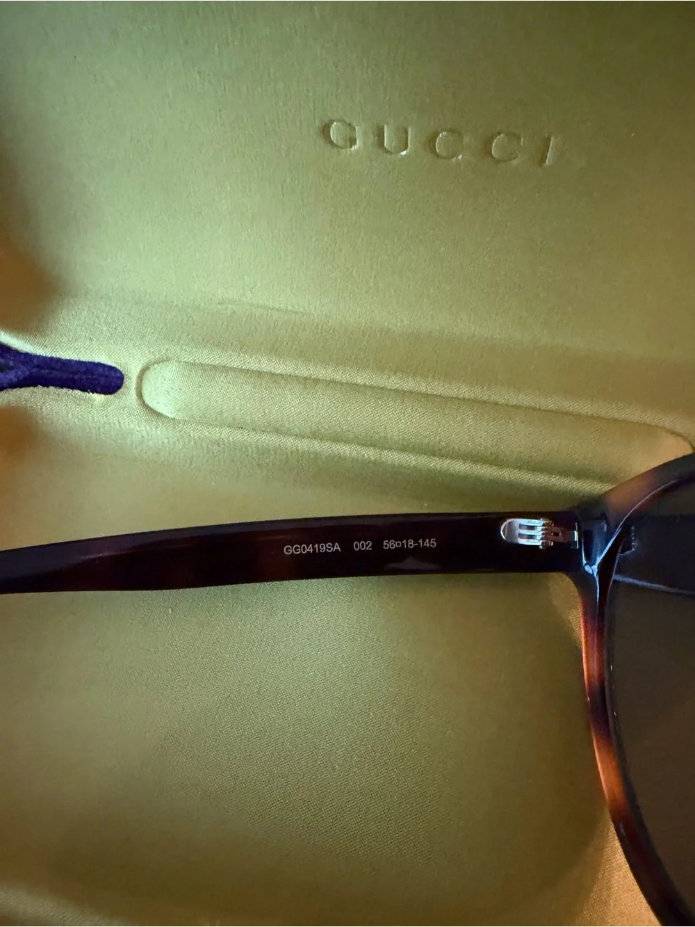 GUCCI Tortoise Shell Acetate Crystal Logo Cat Eye Frame Sunglasses-GG0419SA